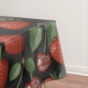 Seamless Pattern with Strawberries and Cherries Tablecloth