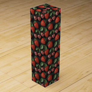 Seamless Pattern with Strawberries and Cherries Wine Box