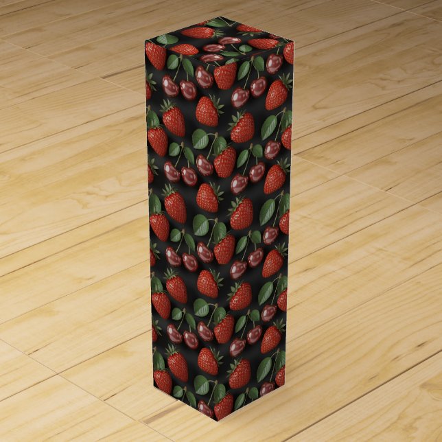 Seamless Pattern with Strawberries and Cherries Wine Box (Front)
