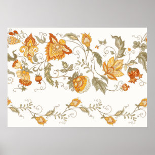 Seamless pattern with stylized ornamental flowers  poster