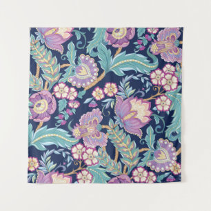 Seamless pattern with stylized ornamental flowers tapestry