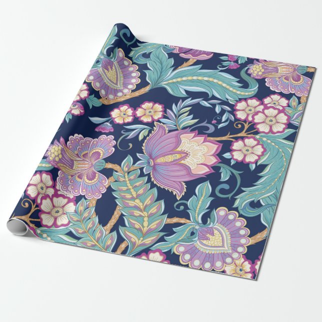 Seamless pattern with stylized ornamental flowers  wrapping paper (Unrolled)