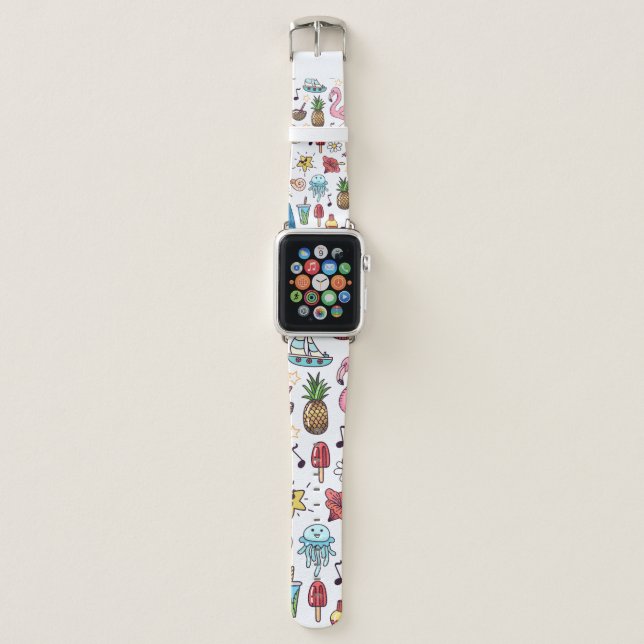 Seamless pattern with summer elements. illustratio apple watch band (Front)
