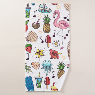 Seamless pattern with summer elements. illustratio bath towel