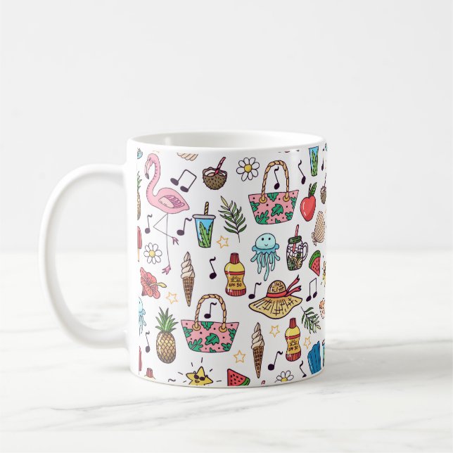 Seamless pattern with summer elements. illustratio coffee mug (Left)