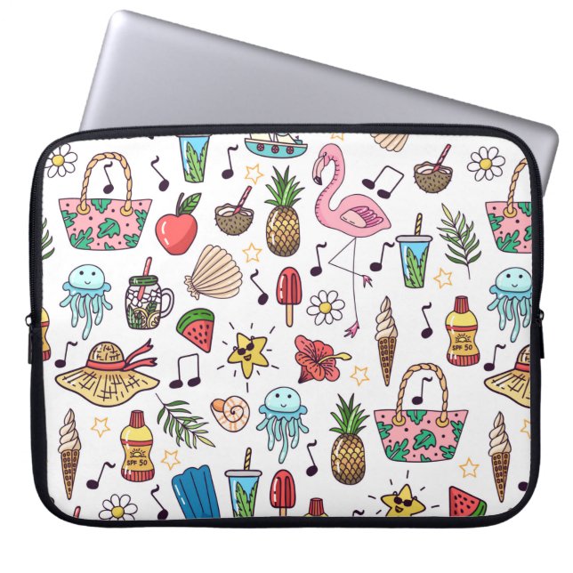 Seamless pattern with summer elements. illustratio laptop sleeve (Front)