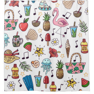 Seamless pattern with summer elements. illustratio shower curtain