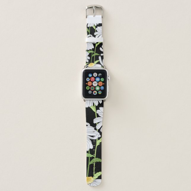 seamless pattern with summer flowers apple watch band (Front)