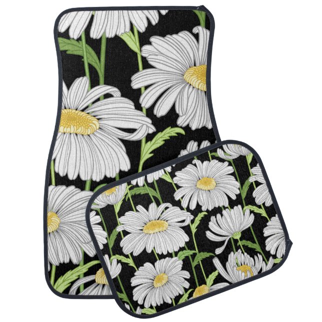 seamless pattern with summer flowers car floor mat (Set)