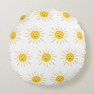 Seamless pattern with sun. , vintage sketchy illus round pillow