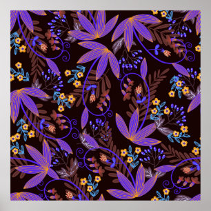 Seamless pattern with tiny vivid flowers. Vintage  Poster
