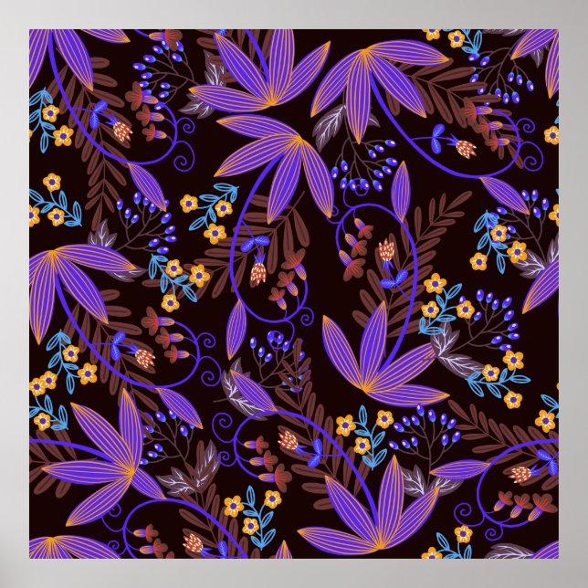 Seamless pattern with tiny vivid flowers. Vintage  Poster (Front)