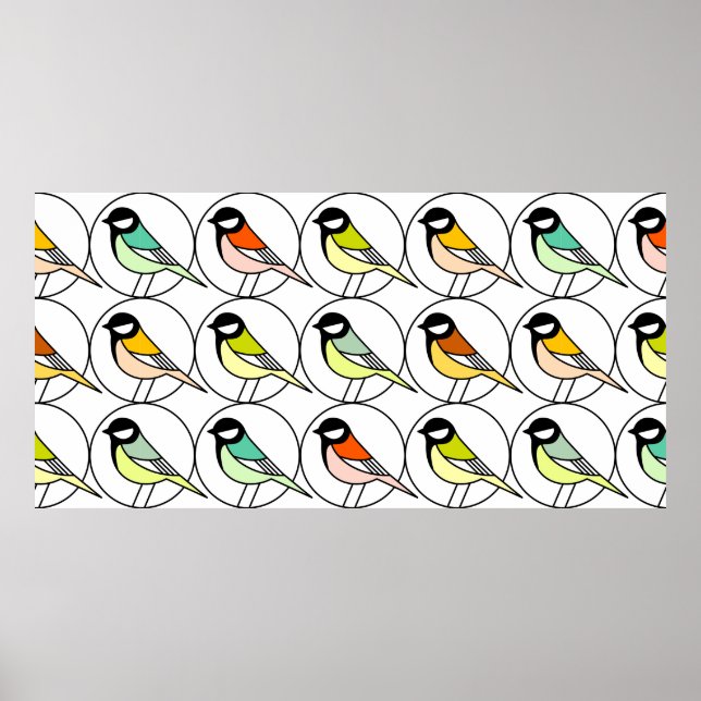 Seamless pattern with tit-mouses poster (Front)