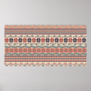 Seamless pattern with traditional palestinian embr poster