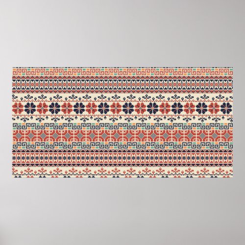 Seamless pattern with traditional palestinian embr poster