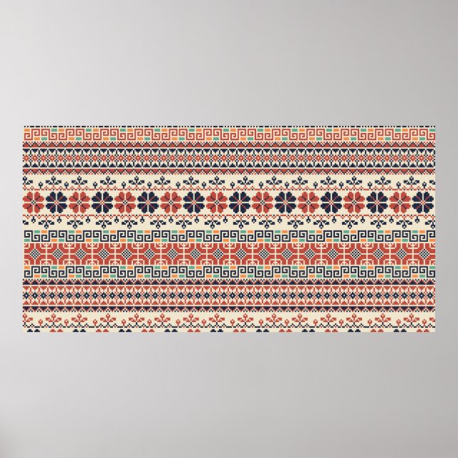Seamless pattern with traditional palestinian embr poster (Front)