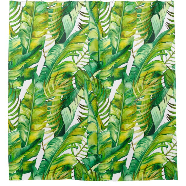 Seamless pattern with tropical banana leaves. Wate Shower Curtain (Front)