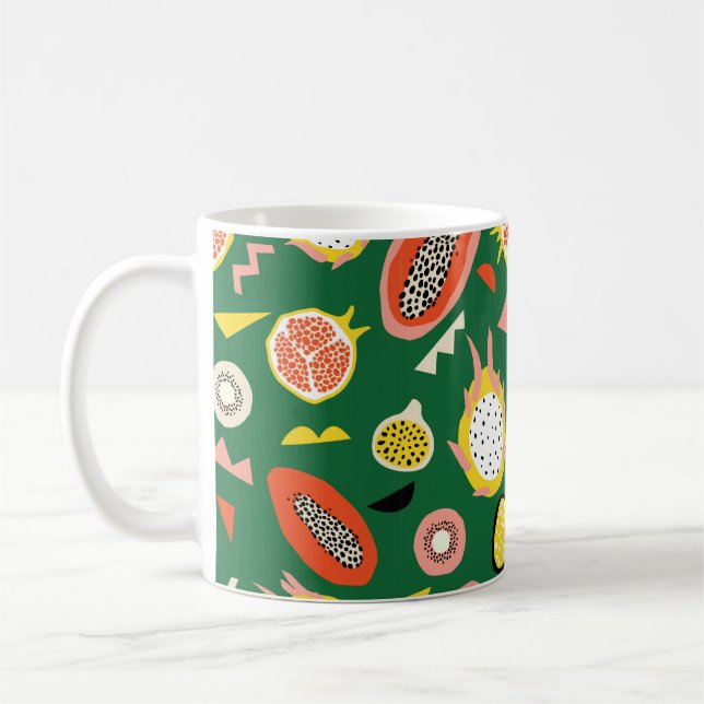 Seamless pattern with tropical fruits coffee mug (Left)