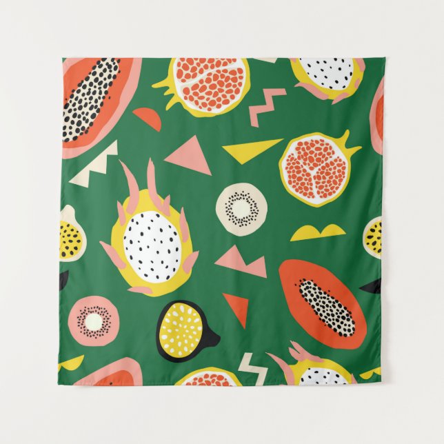 Seamless pattern with tropical fruits tapestry (Front)