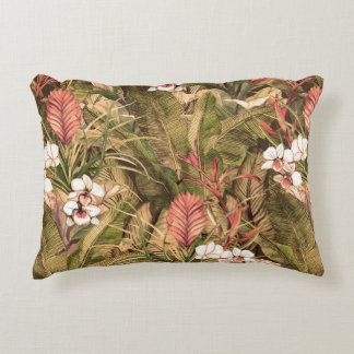 Seamless pattern with tropical leaves and flowers. accent pillow