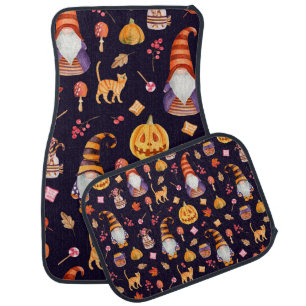 Seamless pattern with vintage Halloween elements. Car Floor Mat