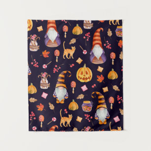 Seamless pattern with vintage Halloween elements. Tapestry