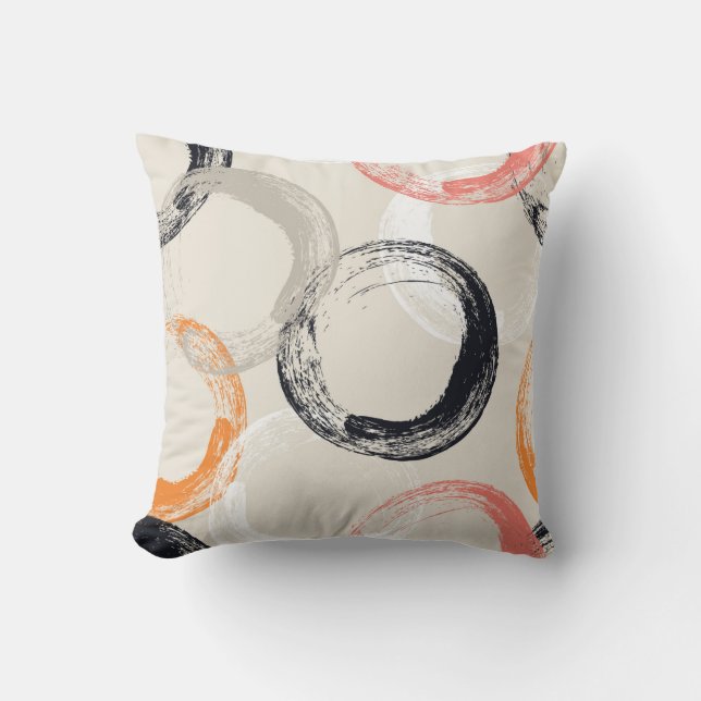 Seamless pattern with watercolor circles throw pillow (Front)