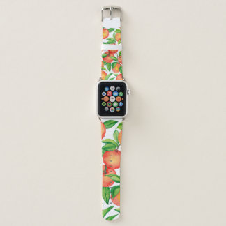 Seamless pattern with watercolor mandarin fruit an apple watch band