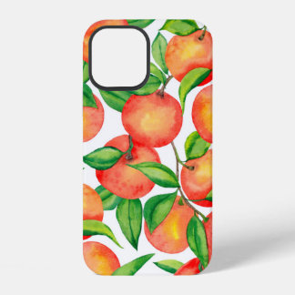 Seamless pattern with watercolor mandarin fruit an iPhone 12 case