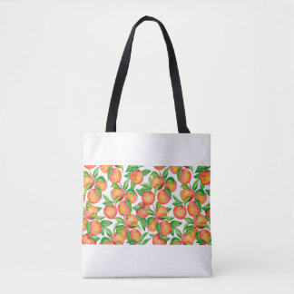 Seamless pattern with watercolor mandarin fruit an tote bag