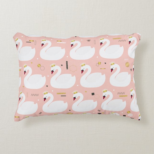 Seamless pattern with white swans. accent pillow (Front)
