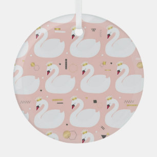 Seamless pattern with white swans. glass ornament