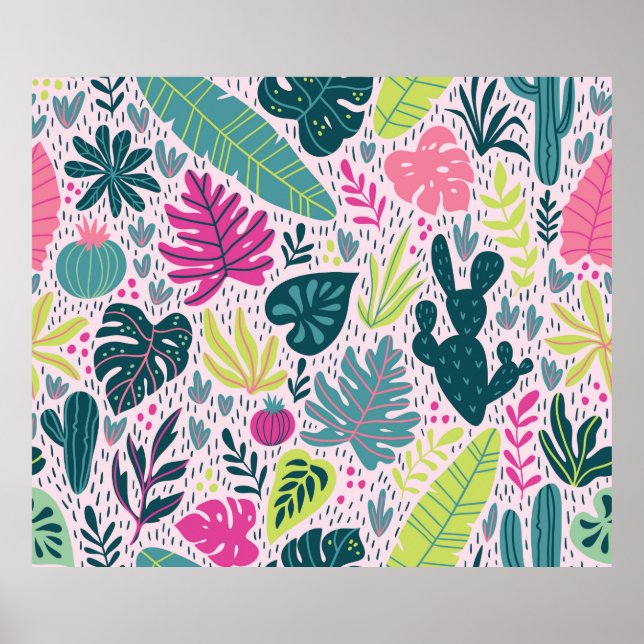 Seamless pattern with wild tropical rainforest. Tr Poster (Front)