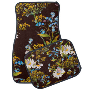 Seamless pattern with wildflowers car floor mat