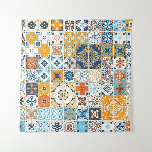 Seamless pattern with with Portuguese tiles illus Tapestry