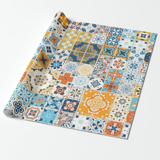Seamless pattern with with Portuguese tiles. illus Wrapping Paper (Unrolled)