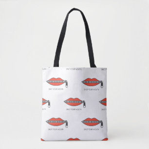 Seamless pattern with Woman's mouth with zipper cl Tote Bag