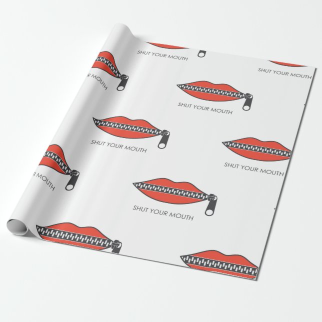 Seamless pattern with Woman's mouth with zipper cl Wrapping Paper (Unrolled)