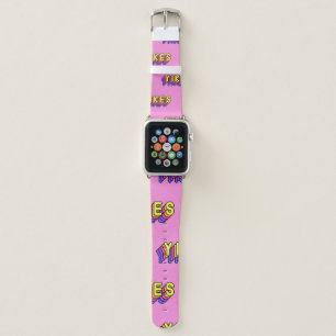 Seamless pattern with words “Yikes” isolated on pi Apple Watch Band