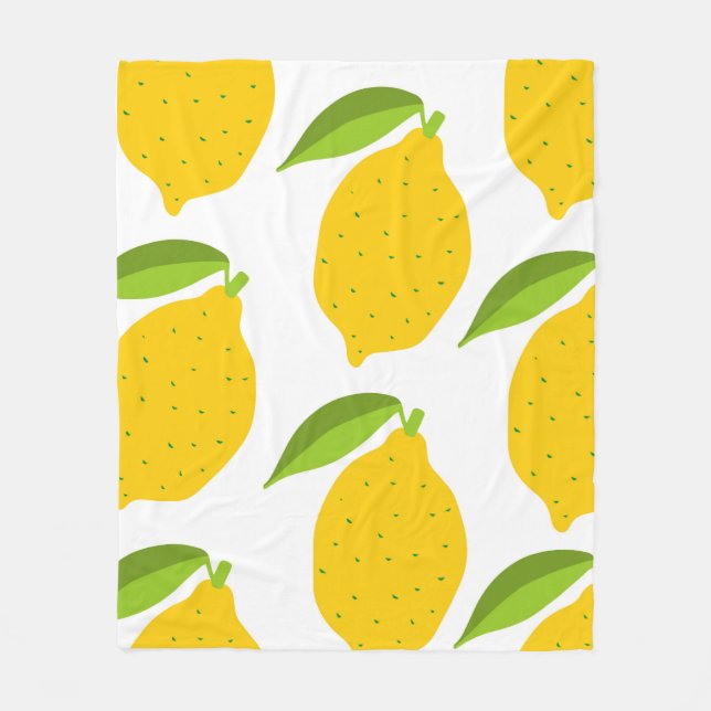 Seamless pattern with yellow fresh lemon fleece blanket (Front)