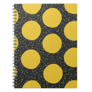 Seamless pattern with yellow polka dots notebook