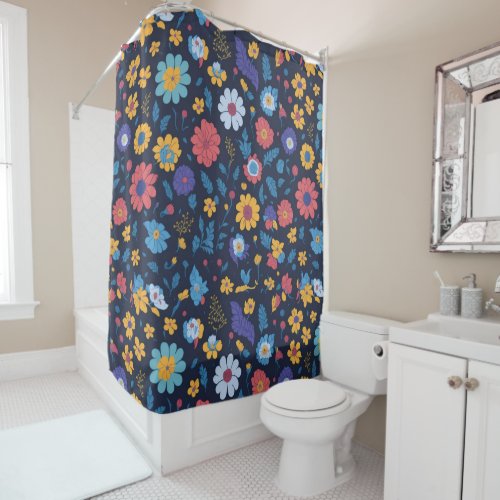 Seamless patterns of Flowers Rainbow_core Shower Curtain