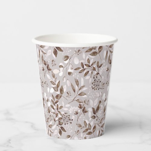 Seamless Patterns With Leaves Paper Cups