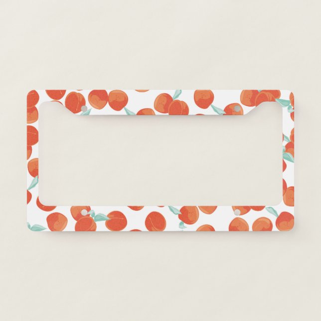Seamless peach fruits, summer pattern. license plate frame (Front)