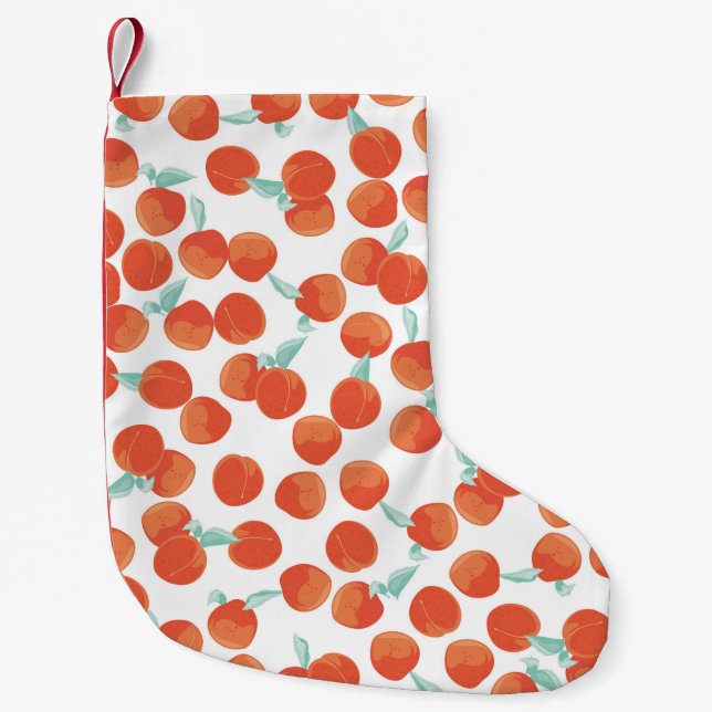 Seamless peach fruits, summer pattern. small christmas stocking (Front)