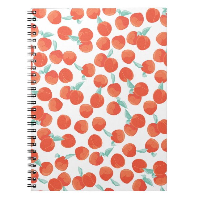 Seamless peach pattern with fruits background. Sum Notebook (Front)