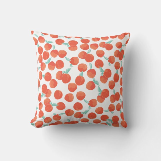 Seamless peach pattern with fruits background. Sum Throw Pillow (Front)