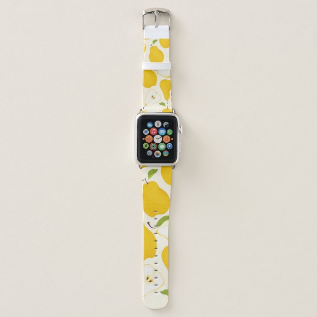Seamless pear pattern. Different pears whole fruit Apple Watch Band (Front)