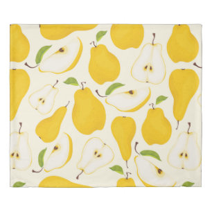Seamless pear pattern. Different pears whole fruit Duvet Cover