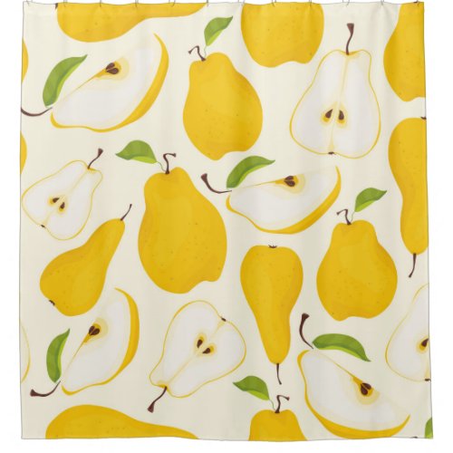 Seamless pear pattern Different pears whole fruit Shower Curtain
